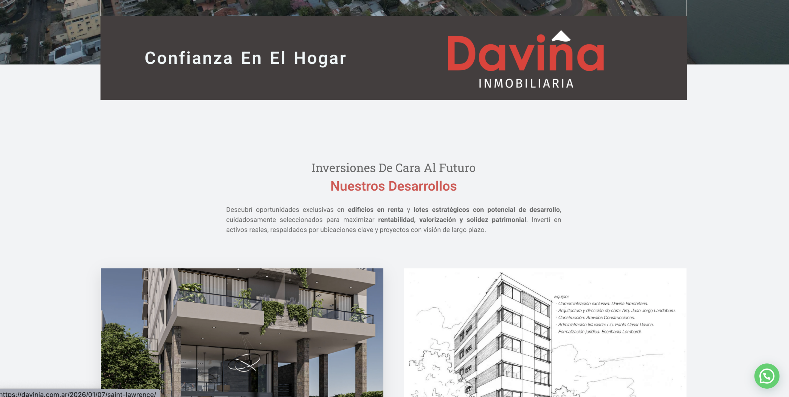 captura de la nueva web de Daviña inmobiliaria